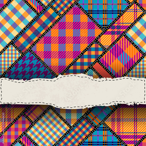 Patchwork textile pattern. Seamless quilting design background.