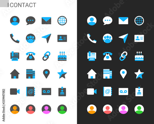 Contact icons light and dark theme. 48x48 Pixel perfect.