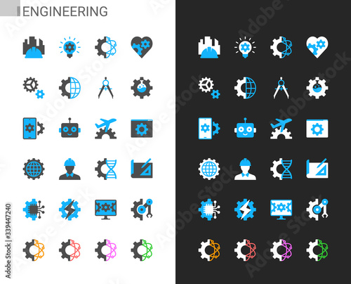 Engineering icons light and dark theme. 48x48 Pixel perfect.