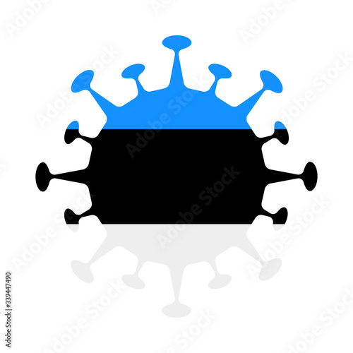 Flag of Estonia in virus shape. Country sign. Vector illustration.