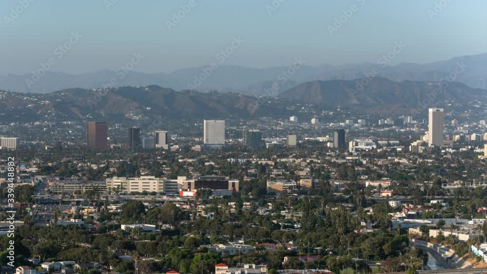 Los Angeles And Hollywood Skyline From Baldwin Hills Daytime Time Lapse Pan Left Los Angeles And Hollywood Skyline From Baldwin Hills Daytime Time Lapse Pan Left