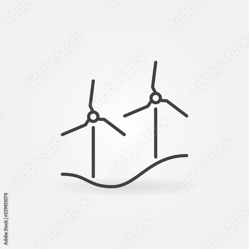 Wind Turbines outline vector concept minimal icon or sign