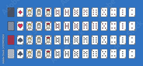 Set of Playing Cards creative vector icons or design elements. Full card deck for poker