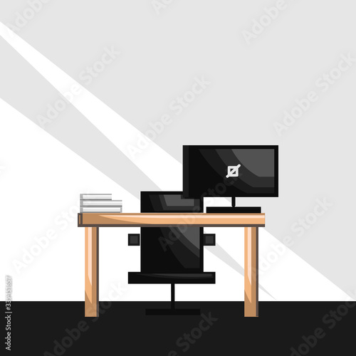Flat illustration vector home office interior design for business element