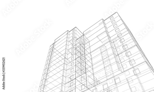 Vector wire-frame model of a multi-storey building