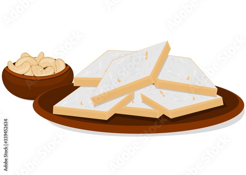 Kaju katli indian Sweets Vector