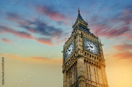 Photography Big Ben, London's most known landmark at sunset.