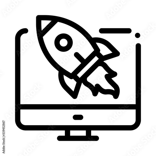 rocket computer control icon vector. rocket computer control sign. isolated contour symbol illustration