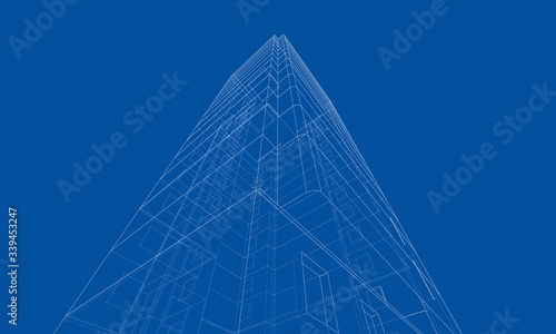 Vector wire-frame model of a multi-storey building
