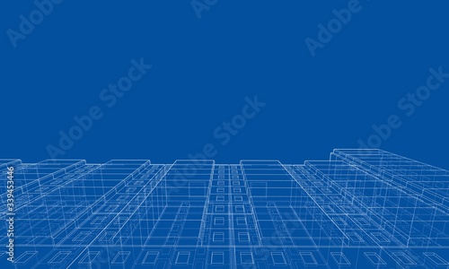 Vector wire-frame model of a multi-storey building