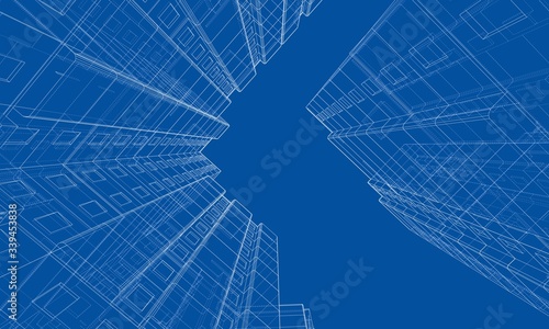 Vector wire-frame model of a multi-storey building
