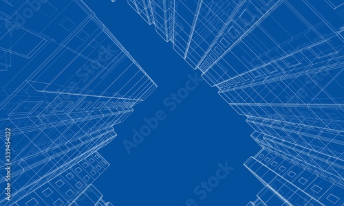 Vector wire-frame model of a multi-storey building