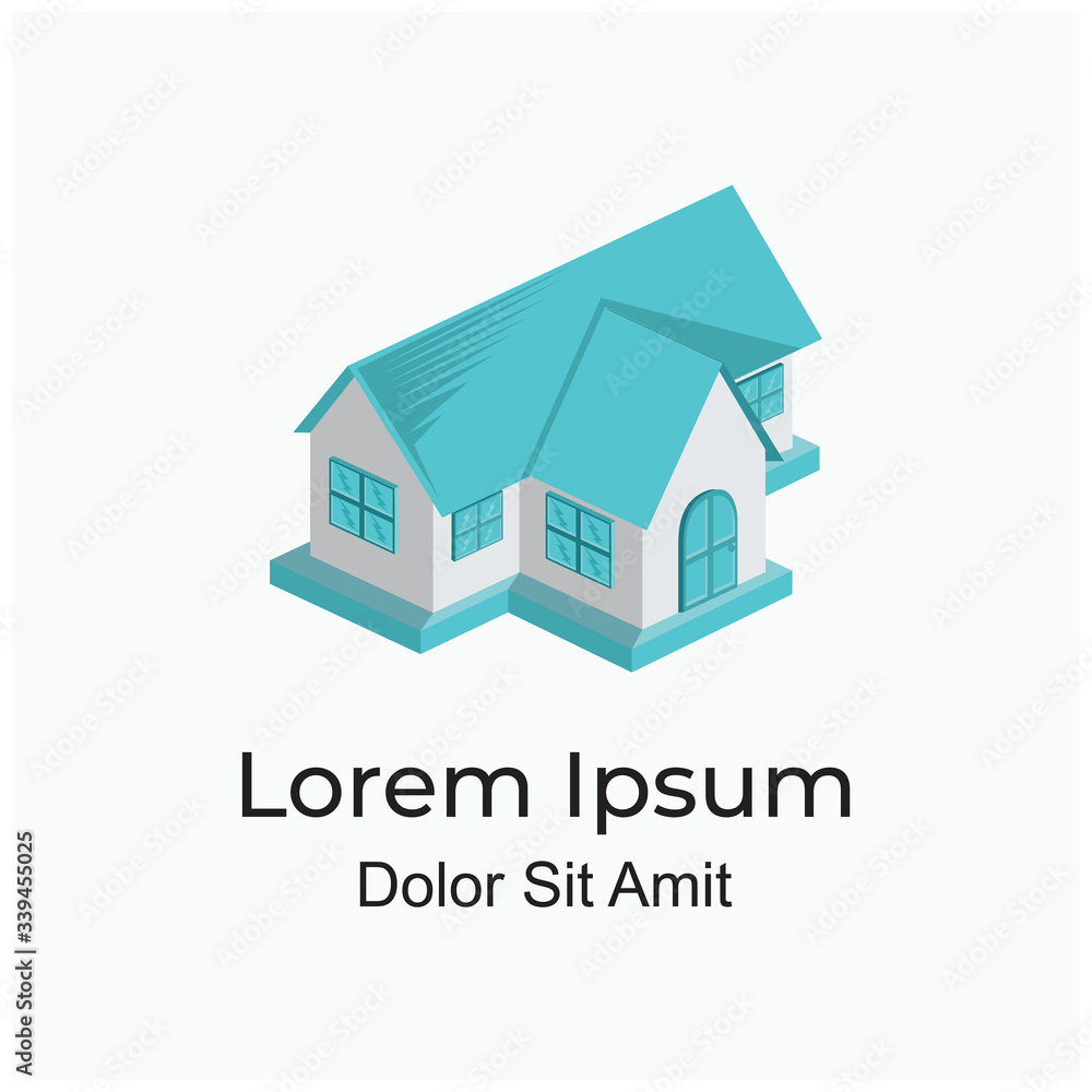 Fototapeta premium isometric house - isolated bungalow - rent house logo