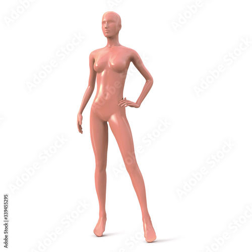 Vector female mannequin of beige color. Front side. © StudioIlanP