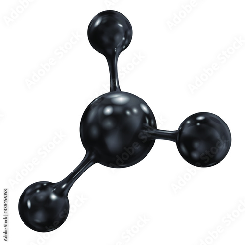 Molecule of black coal. Vector 3d realistic illustration isolated on white background.