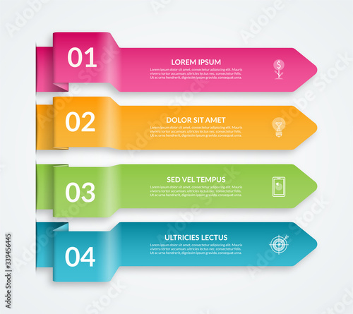 Infographic arrow elements. Vector template with 4 options.
