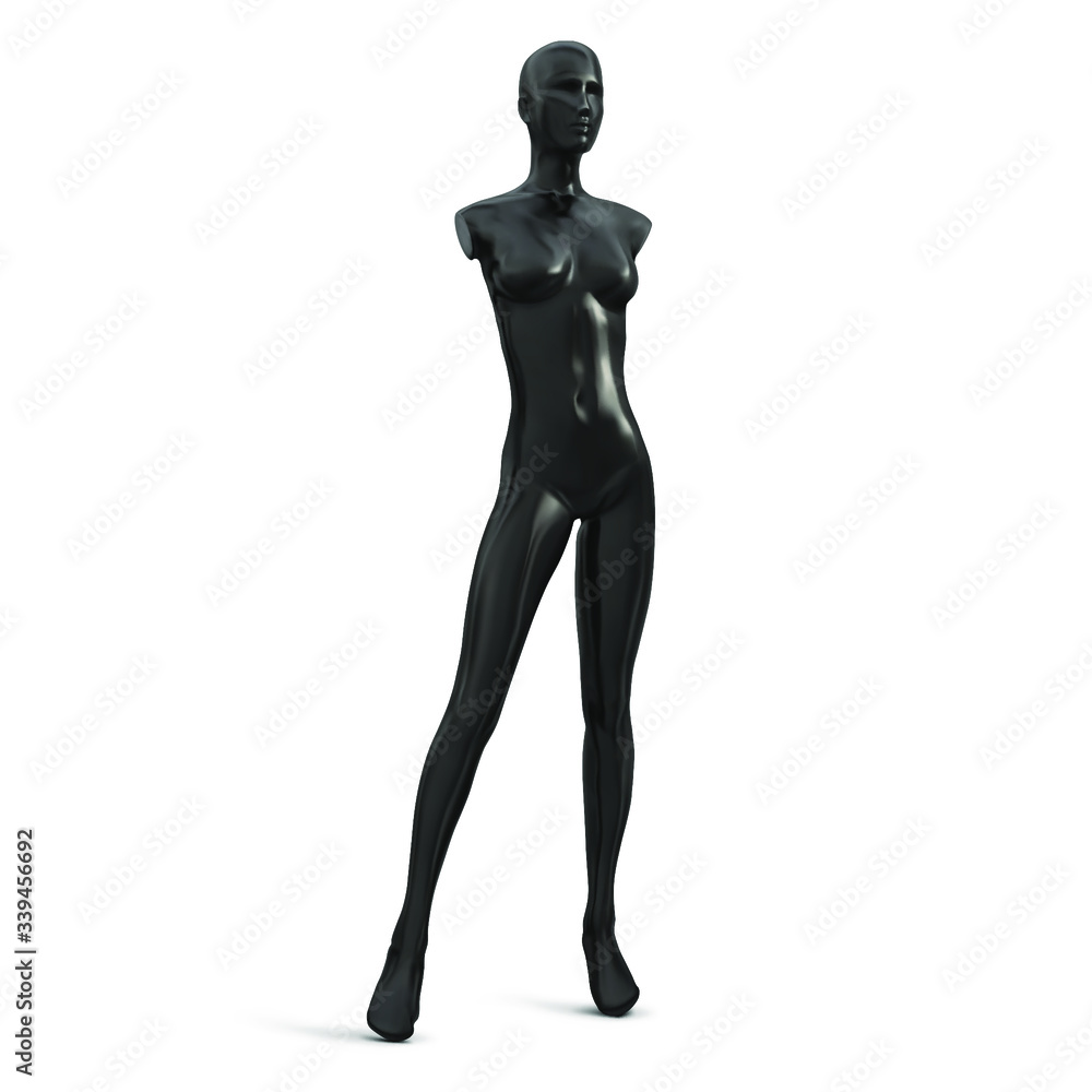 Body of female mannequin without hands black color. Vector illustration.