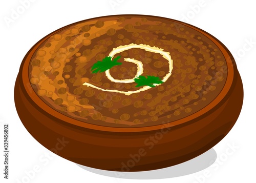 Dal Makhani or Dal Makhni Indian Food Vector
