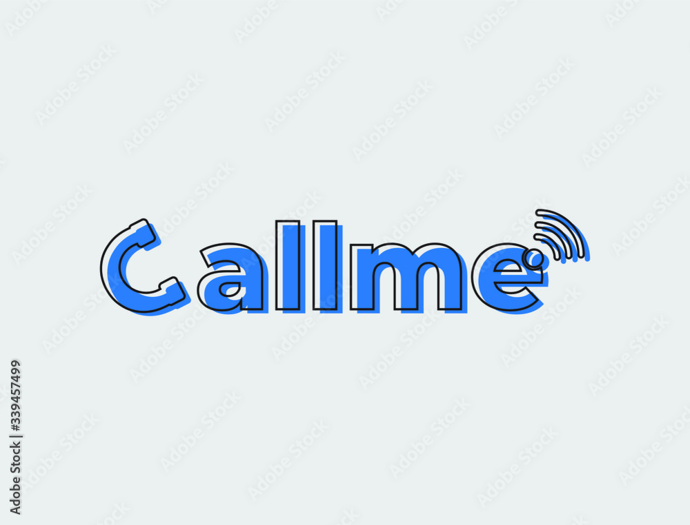 Call Me Text Flat Vector Card Logo Design Call Me Text Flat Vector Card Logo Design