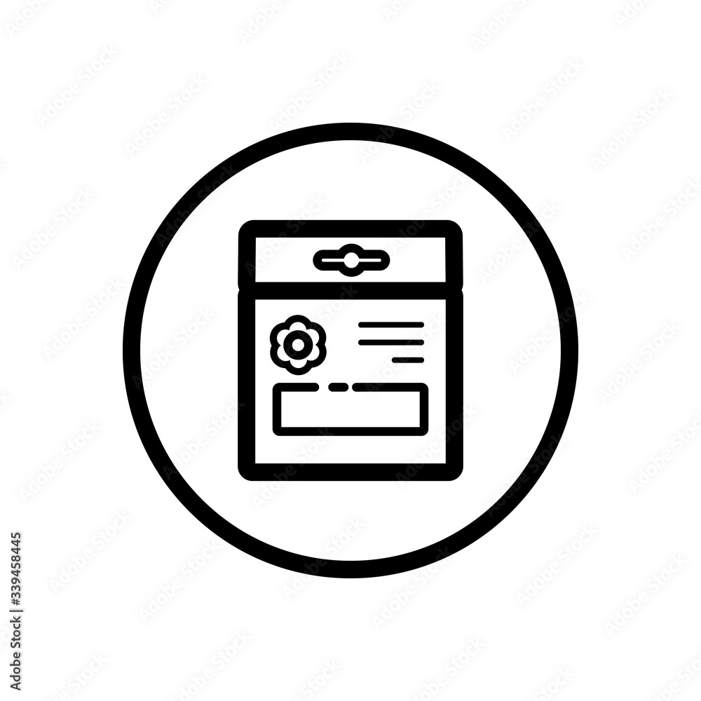 Seed bag. Outline icon in a circle. Gardening vector illustration Seed bag. Outline icon in a circle. Gardening vector illustration