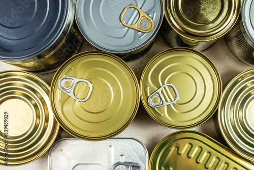 Mix of cans isolated on white background.