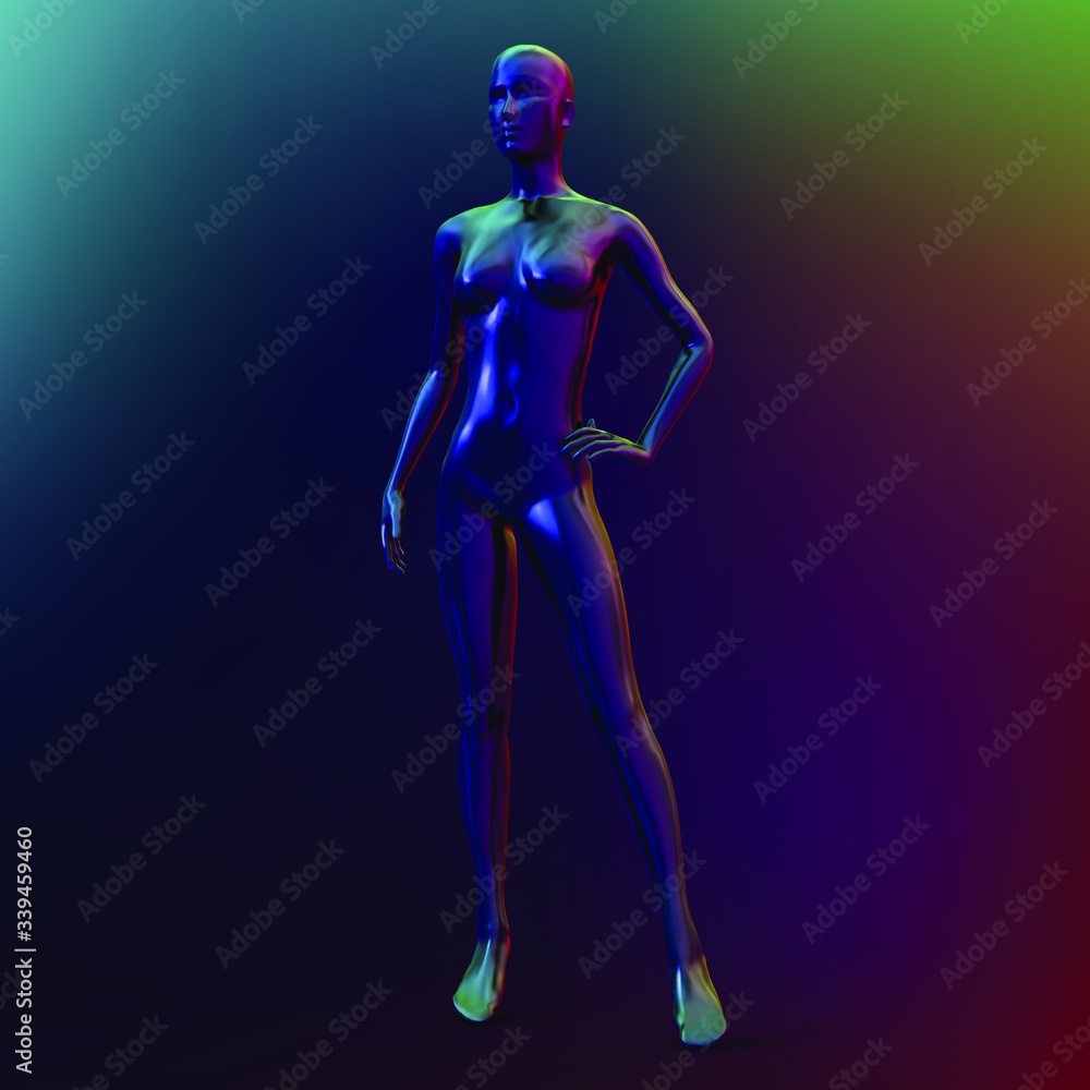 Female mannequin. Beautiful metallic iridescent color. Vector illustration.