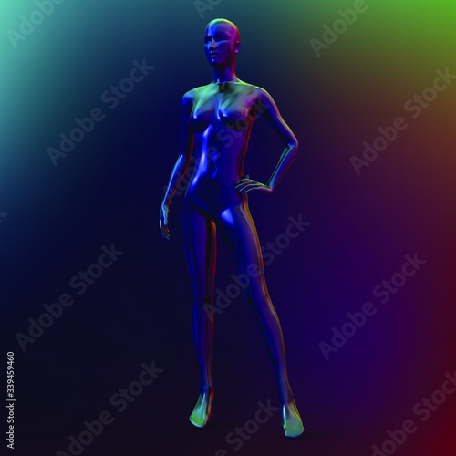 Female mannequin. Beautiful metallic iridescent color. Vector illustration.