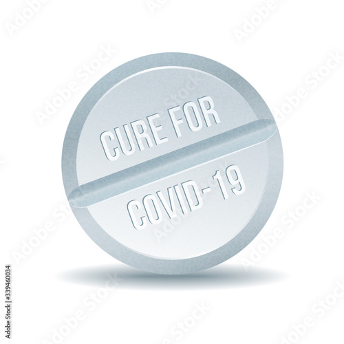 COVID 19 Coronavirus Cure drug concept in one tablet.