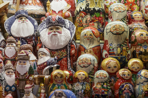 Russian dolls on sale at the Great Market in Budapest, Hungary.