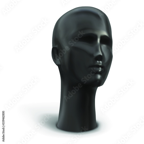 Head of female mannequin black color. Vector illustration.