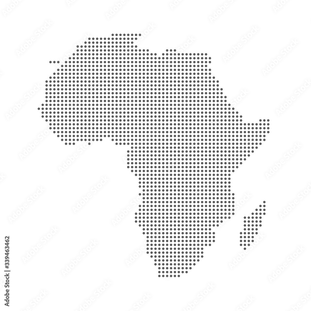 Dotted polka dot particle map of Africa. Vector Illustration. Light medical abstract concept for COVID-19 pandemic