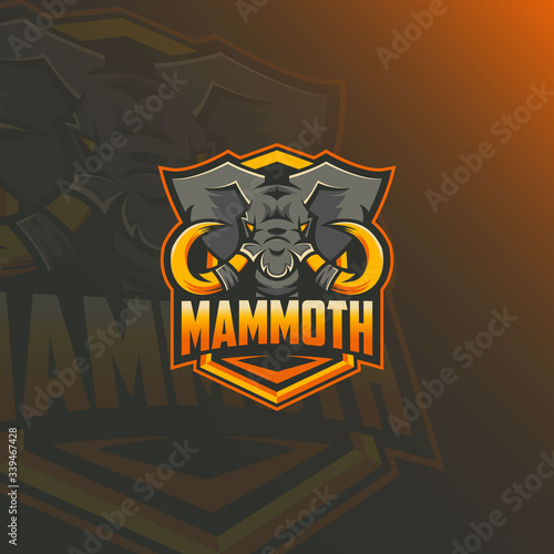 Mammoth esport logo design for gaming club. Elephant esport logo design.