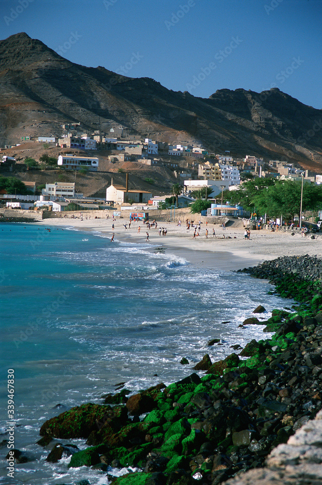 village, beach and mountains in a Cape Verde island