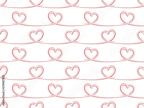 The Seamless background with red hearts.