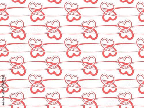 The Seamless background with red hearts.