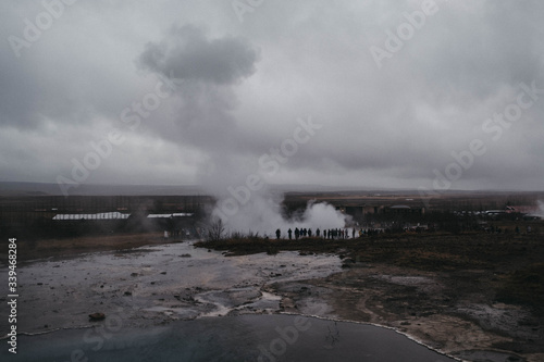 Gejzer Strokkur na Islandii, erupcja