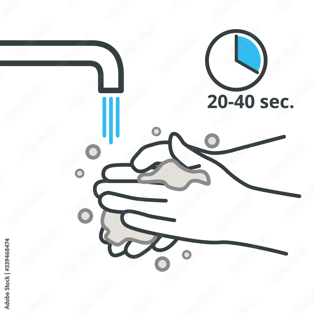 Wash your hands with soap and water frequently from 20 to 40 sec as effective protective measure against COVID-19 Wash your hands with soap and water frequently from 20 to 40 sec as effective protective measure against COVID-19