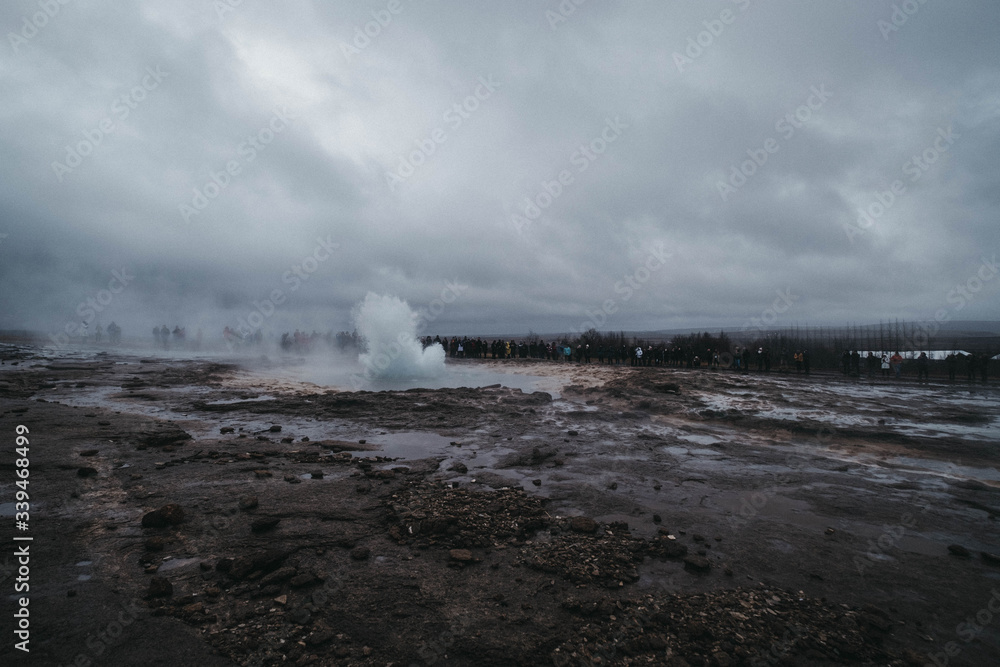 Strokkur Geyser in Southern Iceland. Golden Circle route.