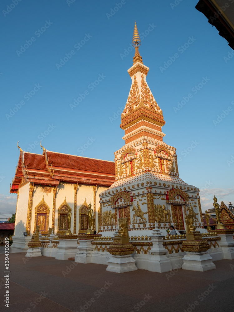 Fototapeta premium Nakorn Phanom, Thailand - Nov 18th, 2019: Phra In Plaeng is the southern-most of the string of temples that line the Mekong in Nakhon Phanom.