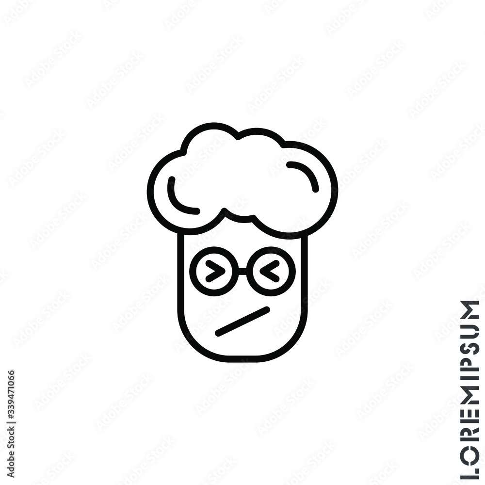 Angry and Holding Temper Emoticon boy, man Icon Vector Illustration. Outline Style. Confounded Emoji (Emoticon) Icon / Vector - In Line / Stroke Design