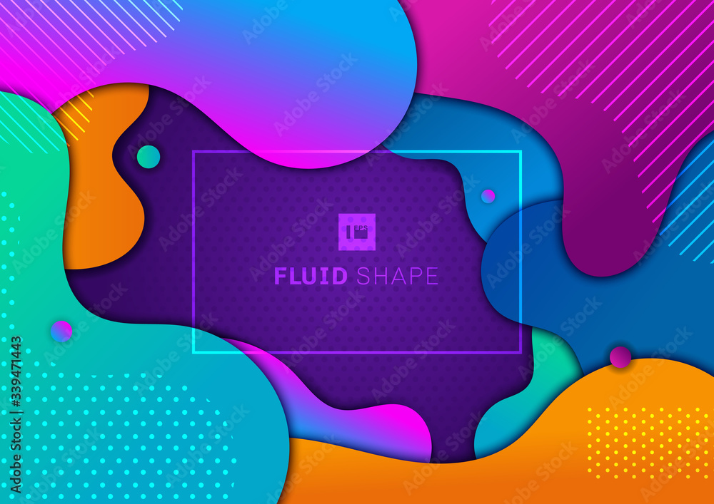 Abstract trendy fluid gradient shape vibrant color and circle elements with space for your text.