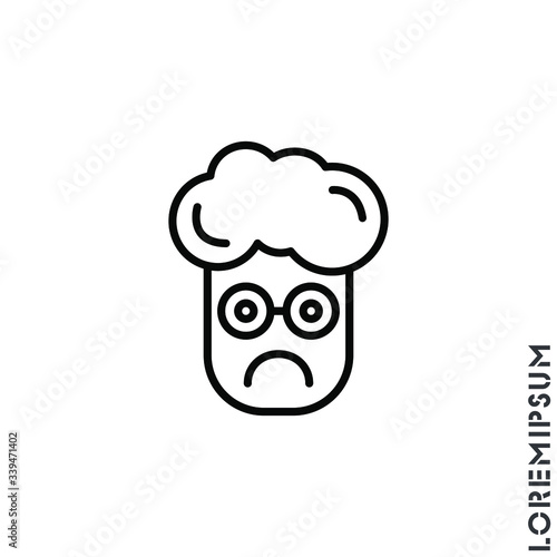 Sad boy, man icon vector, emoticon symbol. Modern symbol for web and mobile apps. Very Sad Emoticon Icon Vector Illustration. Outline Style.