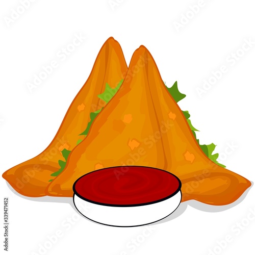 Samosa indian Street Food Vector