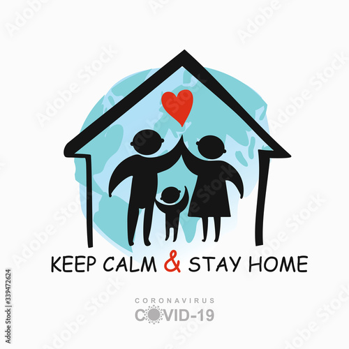 Keep calm & stay home concept vector illustration. Quarantined planet. Family of adults and child stay at home to reduce risk of infection and spreading the virus.
Coronavirus COVID-19. Vector 