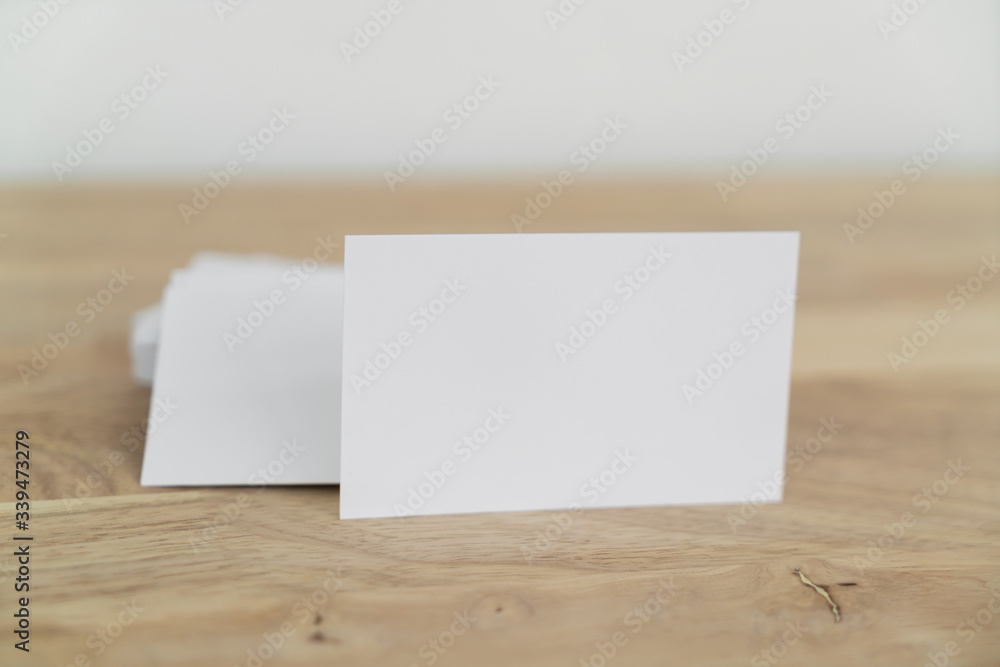 Blank business cards on wooden surface. Blank business cards on wooden surface.