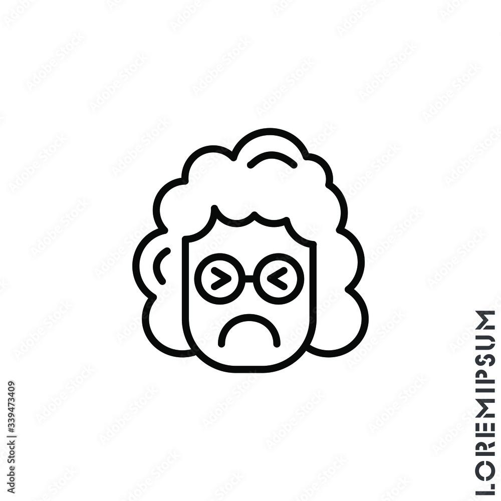 Sad Cry Stressful Emoticon girl, woman Icon Vector Illustration. Outline Style. Angry icon vector, emotion symbol. Modern symbol for web and mobile apps web Sad Cry Stressful Emoticon girl, woman Icon Vector Illustration. Outline Style. Angry icon vector, emotion symbol. Modern symbol for web and mobile apps web