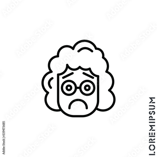 Sad Bad Mood Feel Sorry Regret Emoticon girl, woman Icon Vector Illustration. Outline Style. © ppvector