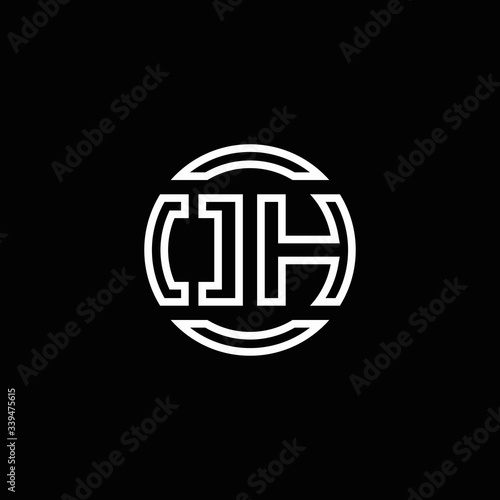 OH logo monogram with negative space circle rounded design template