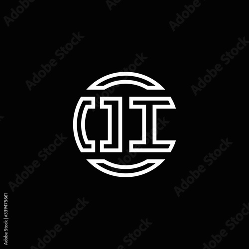 OI logo monogram with negative space circle rounded design template