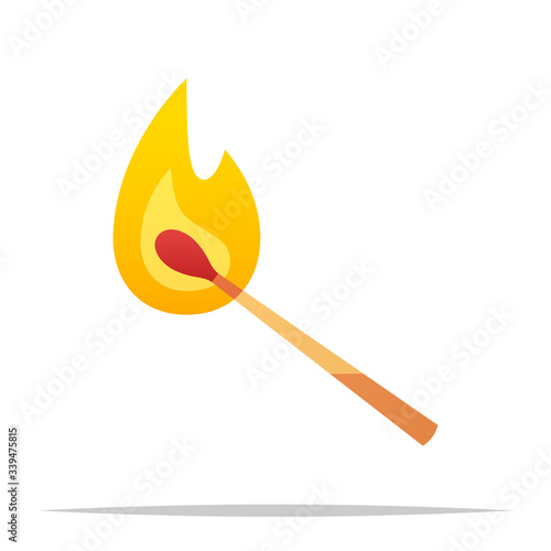 Burning match stick vector isolated illustration
